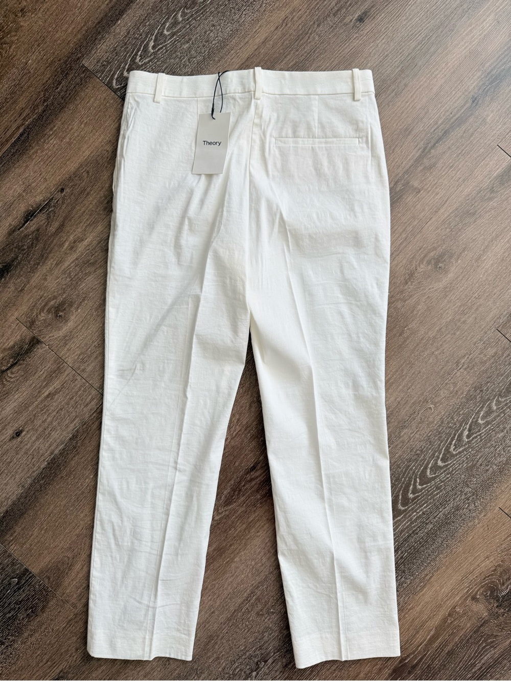Theory Men's Linen-Blend Pants in Cream White - Picture 5 of 6